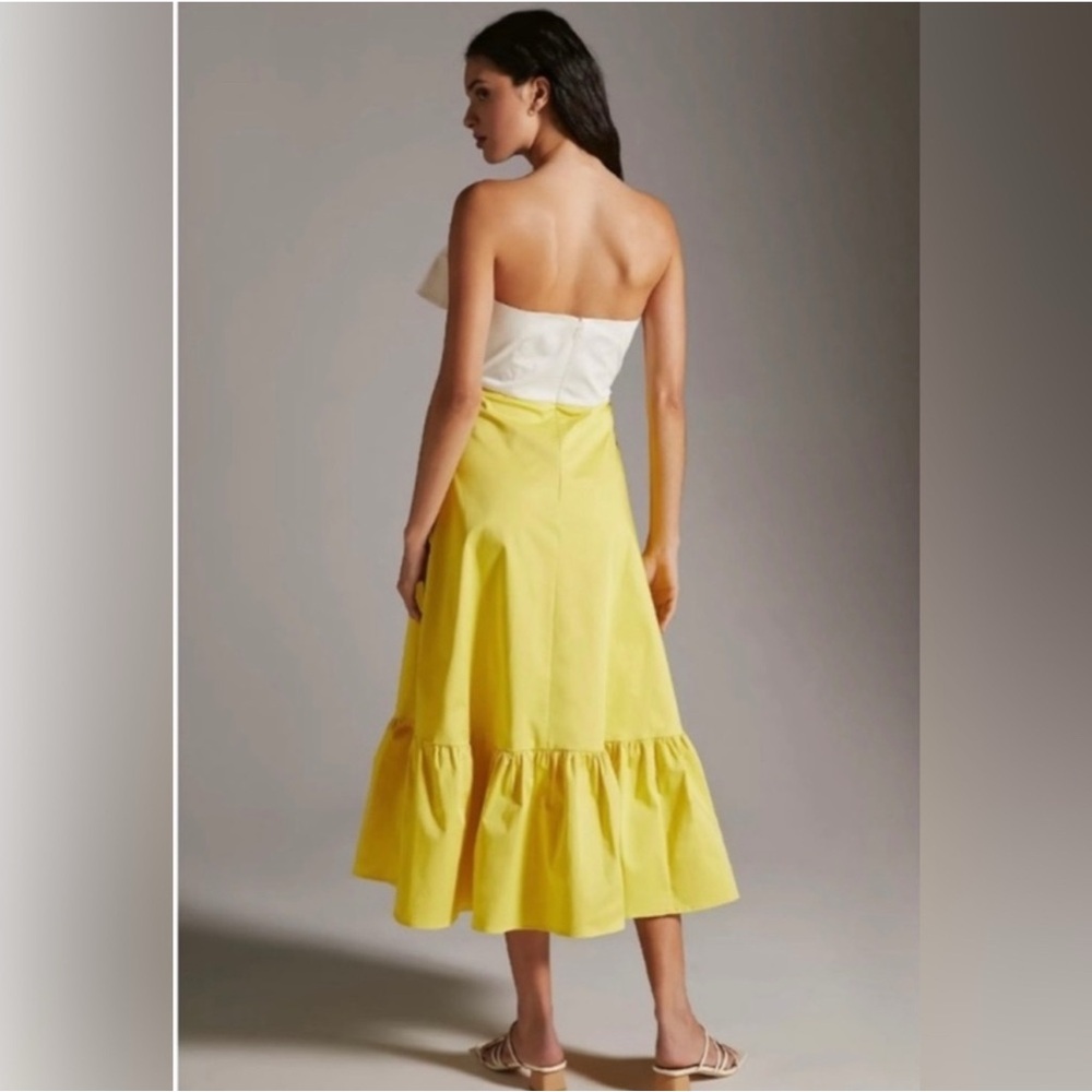 Anthropology Strapless Yellow Sunny Dress